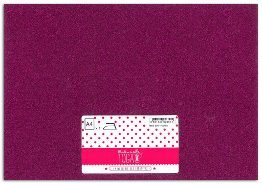 Achat au détail feuille glitter thermocollant A4 rose fuchsia Mademoiselle TOGA