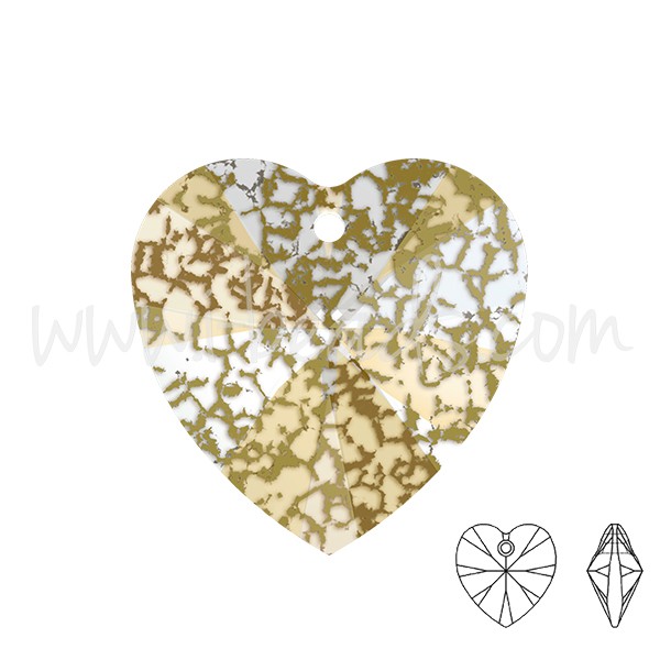 Pendentif coeur Cristal 6228 crystal gold patina effect 10mm (1) - LaMercerieDesCopines