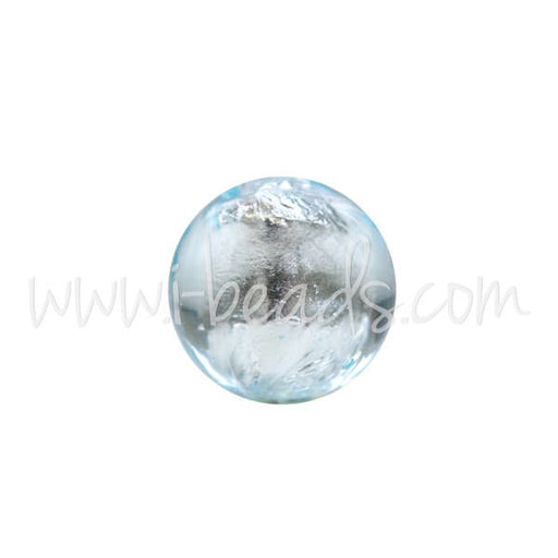 Creez Perle de Murano ronde bleu et argent 6mm (1)