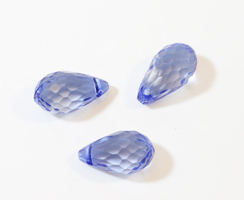 Vente au détail Lot de 3 perles bleus à facettes en acrylique support DIY