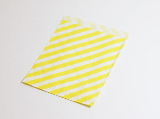 Vente au détail sachet cadeau en papier jaune à rayures 13x18cm