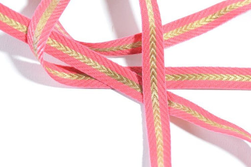 Vente au détail 50 cm ruban chevron rose et or 18 mm vendu par morceau de 50 cm