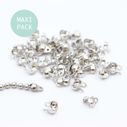 Vente au détail 50 calottes pour chaine à billes 1 1,5mm Platine MAXI PACK apprêts création bijoux