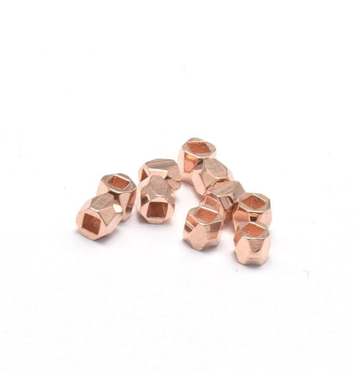 Acheter X10 perles octogonales métallisées laitonor rose 3x3x3mm pour bracelet collier sautoir BO
