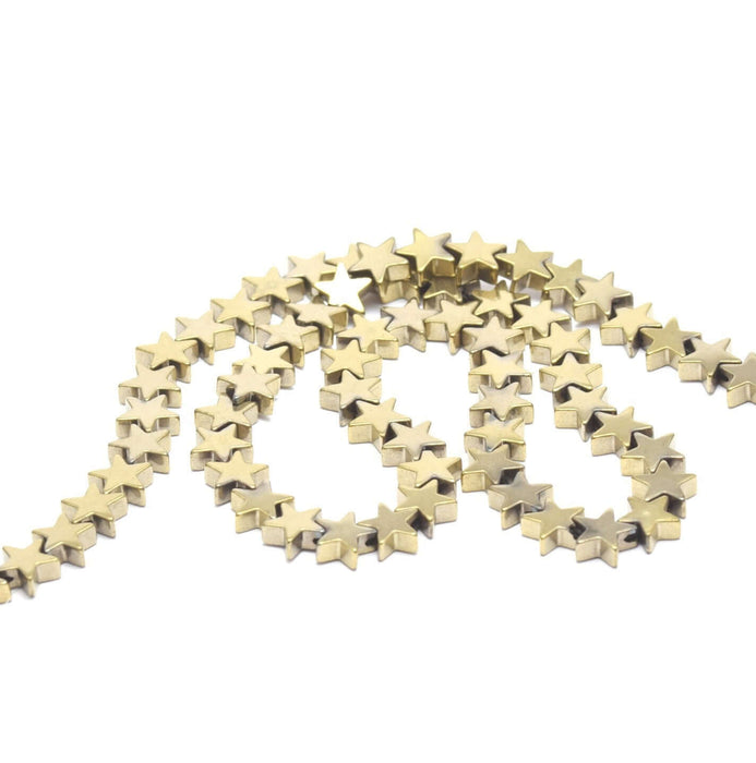 Vente en gros 20 perles étoiles dorées hématite 6x6x2 mm, trou: 1 mmlot de 20 perles étoiles