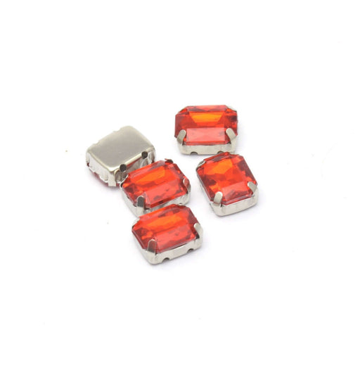 Creez 5 perles strass rectangles rouge 10x8x4.5 mm trou 1 mm à coudre ou coller Strass en acrylique