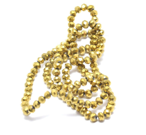Creez avec 150 perles en verre plaqué doré 4x3 mm, trou: 1 mm environ 150 pcs / chapeletlongueur 50 cm