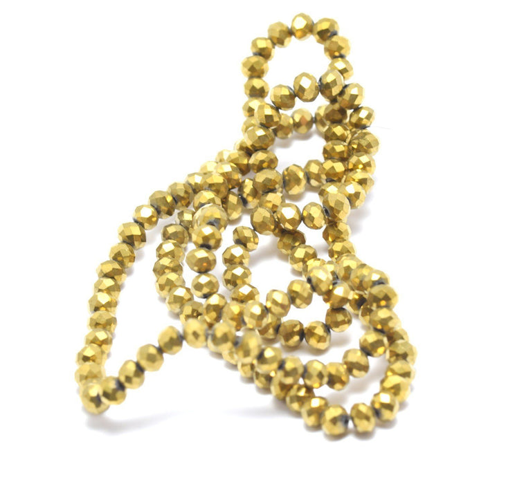 Creez avec 150 perles en verre plaqué doré 4x3 mm, trou: 1 mm environ 150 pcs / chapeletlongueur 50 cm ?id=17502577033351