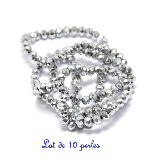 Acheter au détail 10 perles en verre plaqué argenté 4x3 mm, trou: 1 mm 10 perles