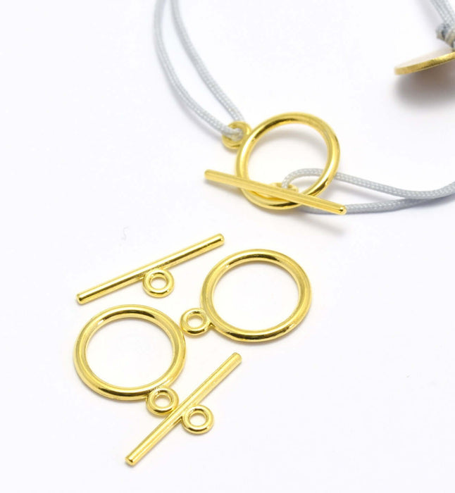 Acheter 2 sets de fermoirs toggle or 15 x 2 mm fermoir en T ideal pour bracelet ou collier et support sautoir
