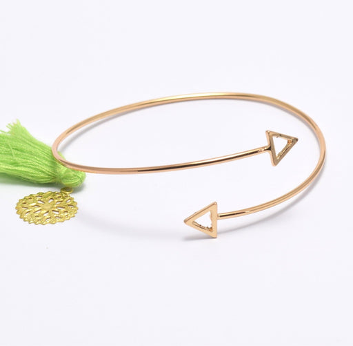 Creez avec Bracelet Jonc triangle en metal plaqué or 18 k . Bangle sans nickel ajustable à personnaliser