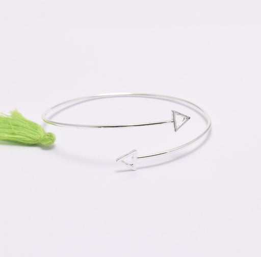 Achat au détail Bracelet Jonc triangle en metal plaqué argent sans nickel ajustable à personnaliser