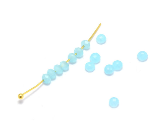 Achat 10 perles bleu ciel cristal pastel à facettes en verre imitation jade 3x2mm à enfiler à un fil pu clou perlé en breloque