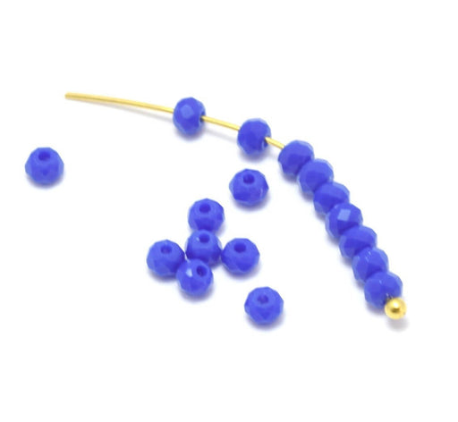 Acheter 10 perles bleu foncé à facettes en verre imitation jade 3x2mm à enfiler à un fil pu clou perlé en breloque