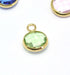 Vente au détail 1 pendentif or 12x9x5 mm, Trou: 2 mm et verre à facettes vert crystal avec contours dorés