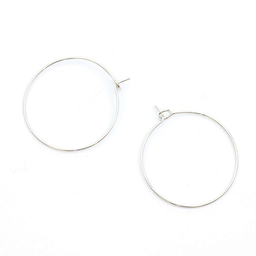 Vente 4 paires de créoles 25x0,8mm laiton argenté sans Nickel (x8 unités) supports boucles d'oreilles en Maxi Pack