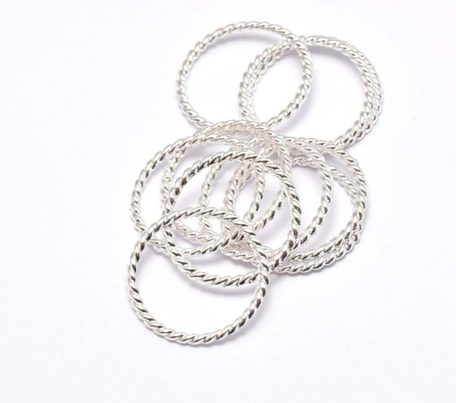Acheter au détail 10 anneaux connecteurs intercalaire 25mm x 2 mm argenté connecteurs bijoux