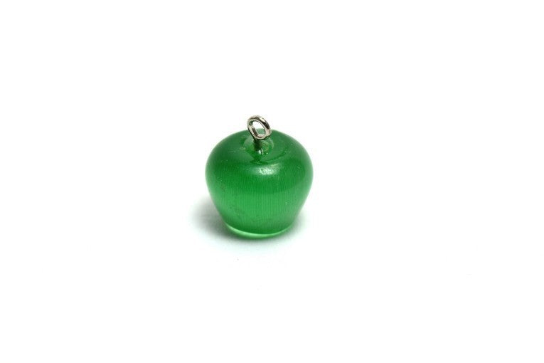 Creez pendentif pomme de couleur vert émeraude 15x14 mm, Trou: 2 mm