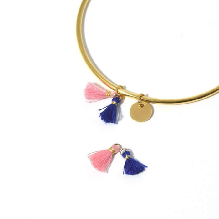Acheter en gros 2 mini pompons rose et bleu 10 mm pour bijoux, couture ou déco