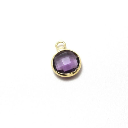 Achat en gros 1 pendentif or 12x9x5 mm, Trou: 2 mm et verre à facettes violet clair avec contours dorés