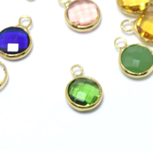 Acheter 1 pendentif or 12x9x5 mm, Trou: 2 mm et verre à facettes vert émeraude avec contours dorés