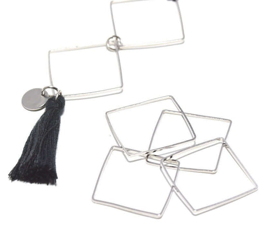 Vente au détail 5 anneaux carrés connecteurs 20x20x1 mm laiton platineconnecteurs bijoux