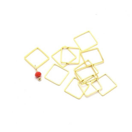 Acheter au détail 4 anneaux carrés connecteurs 10x10mm x 1 mm plaqué doréconnecteurs bijoux