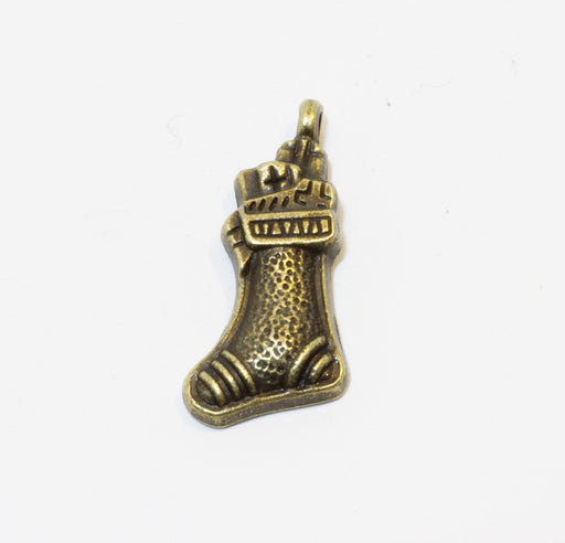 Creez breloque pendentif botte de noël bronze 24x11mm création de bijoux