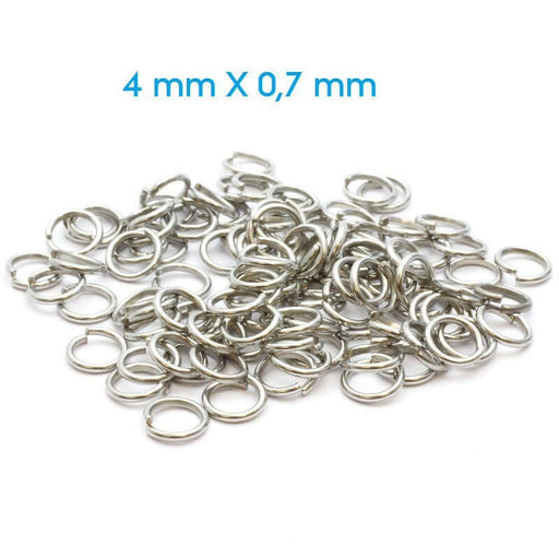 Vente en gros anneaux ouverts 4 mm platine x100 environapprêts bijoux