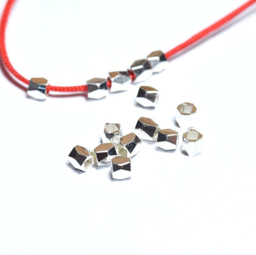 Acheter X10 perles octogonales métallisées laitonargent 3x3mm pour bracelet collier sautoir BO