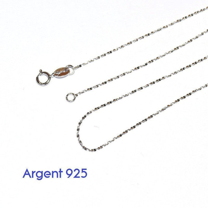 Creez avec chaine 45cm argent 925 collier complet maille striées 0,8 mm avec fermoir, ideal pour des pendentifs