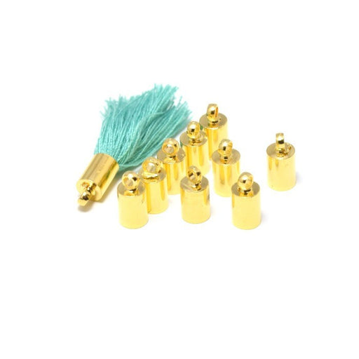 Vente au détail embouts cordon ou pompon x10 doré 10x5x4.5 mm, Trou: 3 mm Lot de 10 embouts cordon