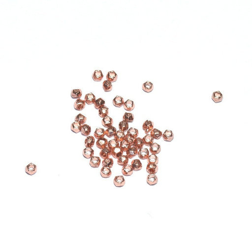 Vente au détail X50 perles octogonales métallisées alliageOR ROSE 3x2mm pour bracelet collier sautoir BO