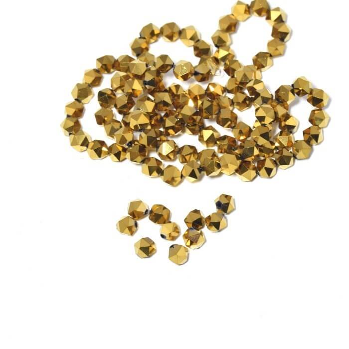 Acheter au détail 10 perles en verre plaqué doré foncé polygone 6x5.5 mm, trou: 1 mm, 10 perles