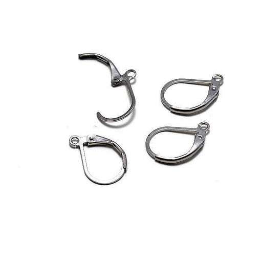 Achat au détail 2 paires dormeuses acier inoxydable x4 boucles d'oreilles inox platine 6x12x0.8 mm en acier apprèt création bijoux