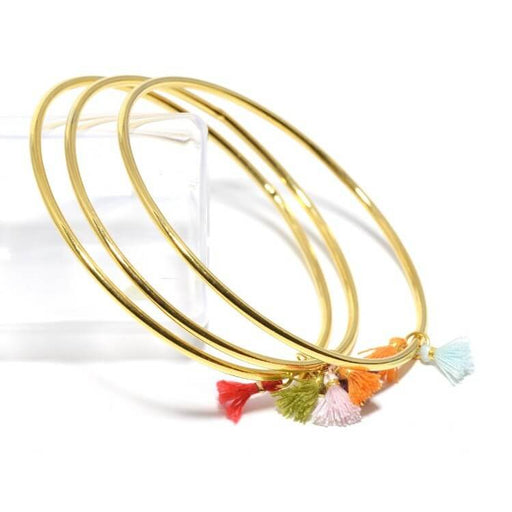 Achat 18 K X3 Bracelets Jonc lisse laiton plaqué or 18 K. 6 cm X 2 mmBangle sans nickel à personnaliser