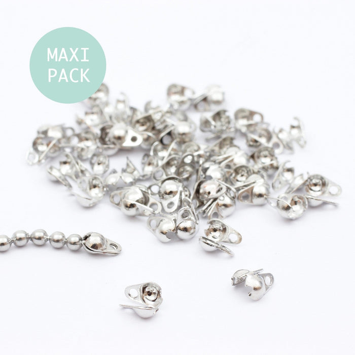 Creez avec calottes x50 pour chaine à billes 11.5mm argenté MAXI PACK apprèts création bijoux