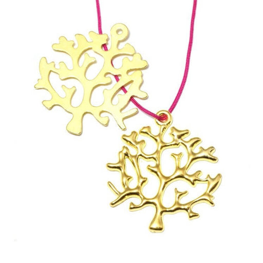 Achat en gros 2 Grands pendentifs corail doré 45x40x2 mm, Trou: 2 mm pour un bijoux DIY très personnel !