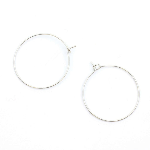 Achat en gros 8 paires de créoles 25x0,8mm laiton argenté sans Nickel (x16 unités) supports boucles d'oreilles en Maxi Pack