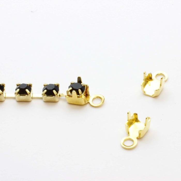 Creez 20 embouts dorée pour chaine strass de 2 à 3 mm attaches chaines strass et création de bijoux