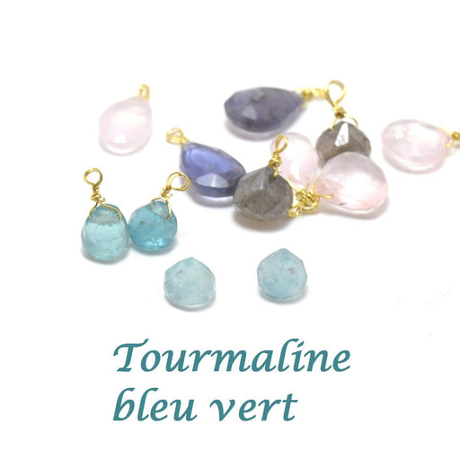 Achat en gros x2 perles goutte oignon tourmaline 6x7 mm trou environ 0.5 mm forme goutte oignon