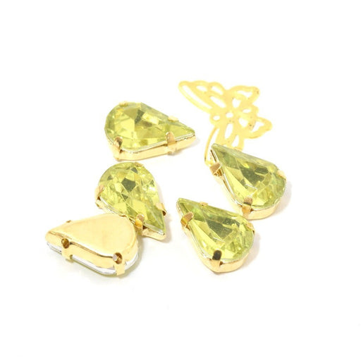 Creez perles strass sertis gouttes vert anis 13x8x5.5 mm x5 unités à coudre ou coller Strass en acrylique