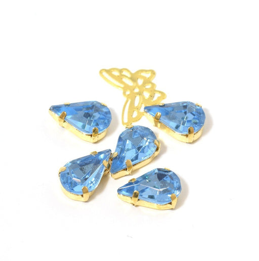 Acheter au détail perles strass sertis gouttes bleu ciel 13x8x5.5 mm x5 unités à coudre ou coller Strass en acrylique