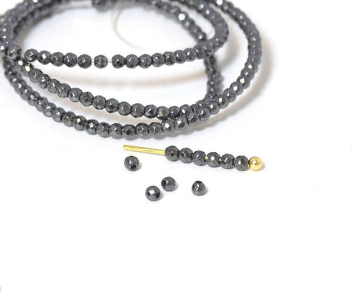 Vente au détail 20 perles noires à facettes en hématite synthétique forme géométrique octogonale