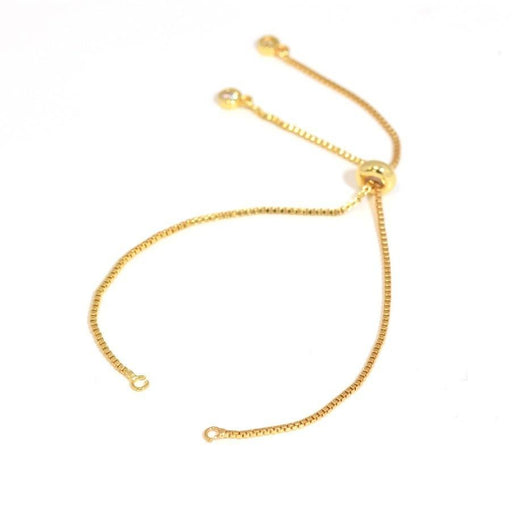 Achat 1 bracelet chaine carrée en laiton dorée 125 mm avec perle poussoir et zircon en bout de chaine. Connecteur ou perles à ajouter ?id=17502676746375