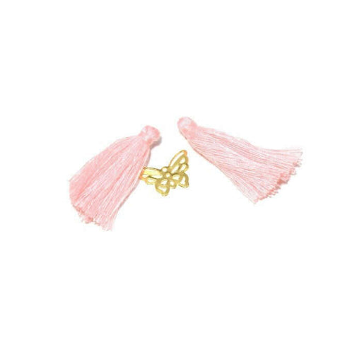 Vente en gros 4 pompons rose clair 2,5 -3 cm pour bijoux, couture ou déco