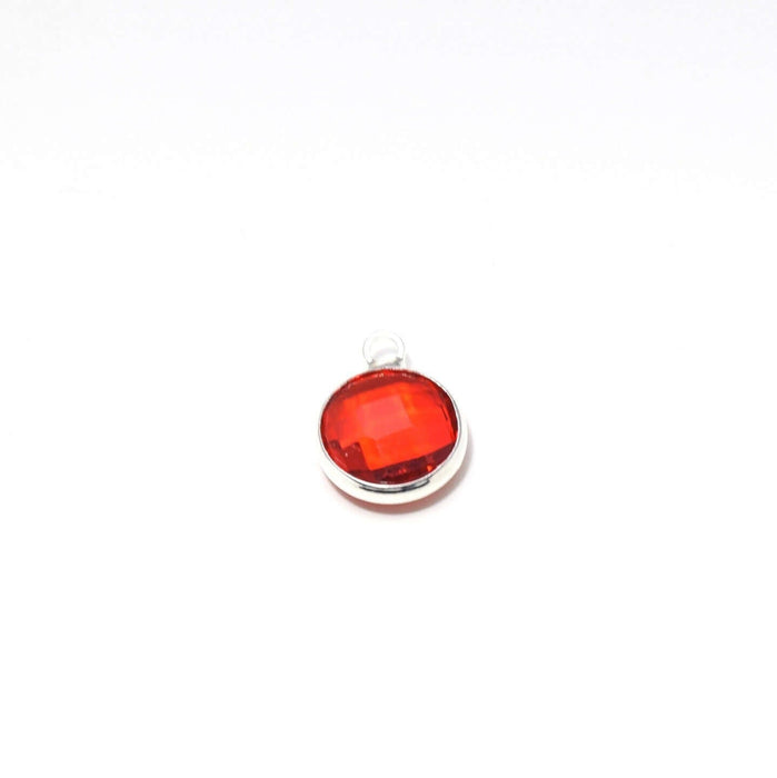 Acheter 1 pendentif argent 12x9x5 mm rouge rubis , Trou: 2 mm et verre à facettes avec contours argentés