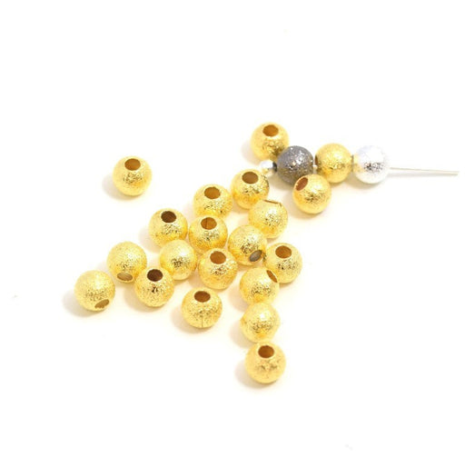 Creez avec perles rondes métallisées stardust pailleté x20 pcs dorées 4 mm trou : 1 mm lot de perles en laiton