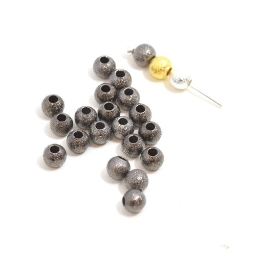 Acheter au détail perles rondes métallisées stardust pailleté x20 pcs noires gun metal 4 mm trou : 1 mm lot de perles en laiton