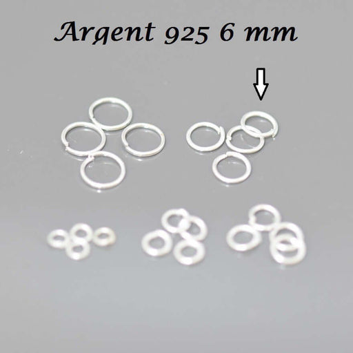 Vente 5 anneaux plaqué argent 925 ouverts x5 6 mm apprêts bijoux pour la jonction de chaine breloques ou fermoirs